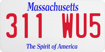 MA license plate 311WU5