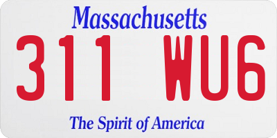 MA license plate 311WU6
