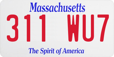 MA license plate 311WU7