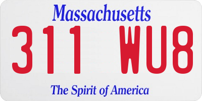 MA license plate 311WU8