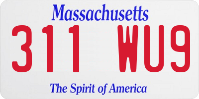 MA license plate 311WU9