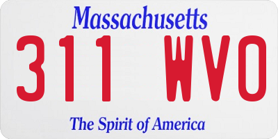 MA license plate 311WV0