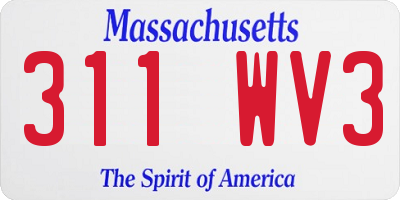 MA license plate 311WV3