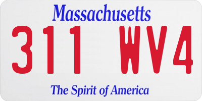 MA license plate 311WV4