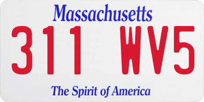 MA license plate 311WV5