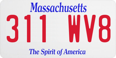 MA license plate 311WV8