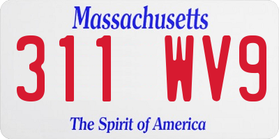 MA license plate 311WV9