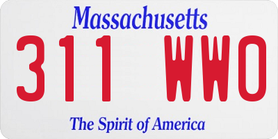 MA license plate 311WW0