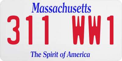 MA license plate 311WW1