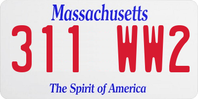 MA license plate 311WW2