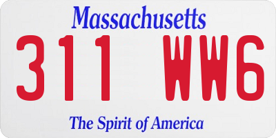 MA license plate 311WW6