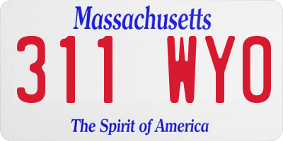 MA license plate 311WY0