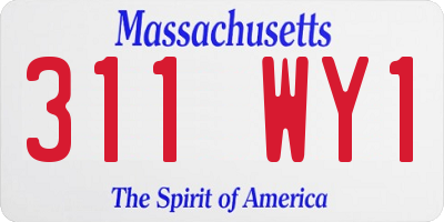 MA license plate 311WY1