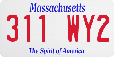 MA license plate 311WY2