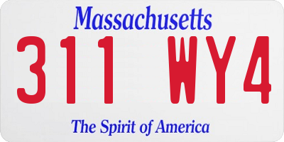 MA license plate 311WY4