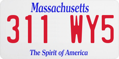 MA license plate 311WY5