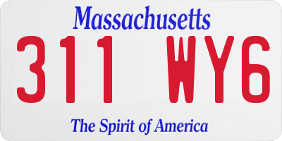 MA license plate 311WY6