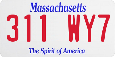 MA license plate 311WY7
