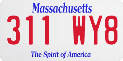 MA license plate 311WY8