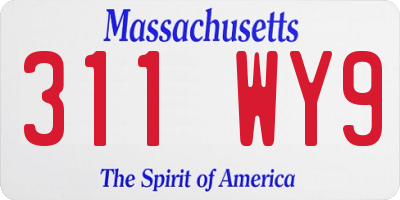 MA license plate 311WY9