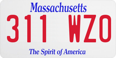 MA license plate 311WZ0