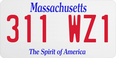 MA license plate 311WZ1