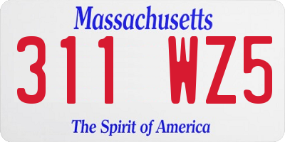MA license plate 311WZ5