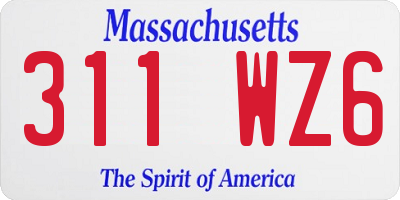 MA license plate 311WZ6