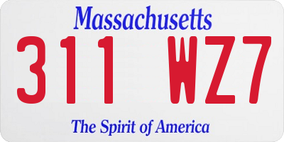 MA license plate 311WZ7