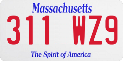 MA license plate 311WZ9