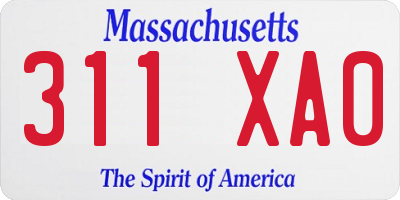 MA license plate 311XA0