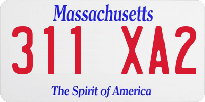 MA license plate 311XA2