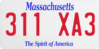 MA license plate 311XA3