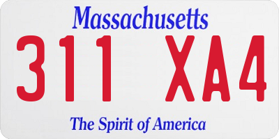 MA license plate 311XA4