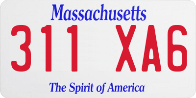 MA license plate 311XA6