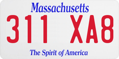 MA license plate 311XA8
