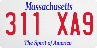 MA license plate 311XA9