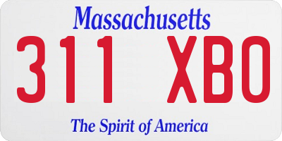 MA license plate 311XB0