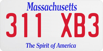 MA license plate 311XB3
