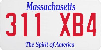 MA license plate 311XB4
