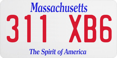 MA license plate 311XB6