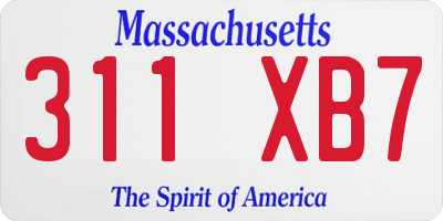 MA license plate 311XB7