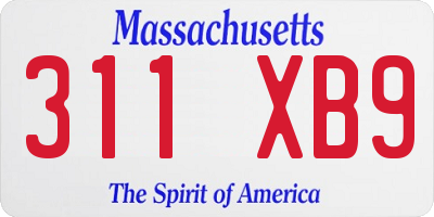 MA license plate 311XB9