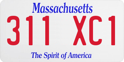 MA license plate 311XC1