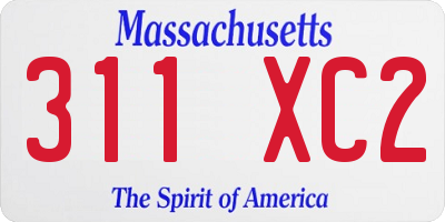 MA license plate 311XC2