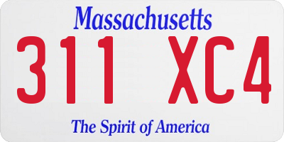 MA license plate 311XC4