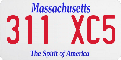 MA license plate 311XC5