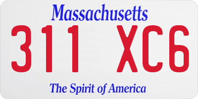 MA license plate 311XC6