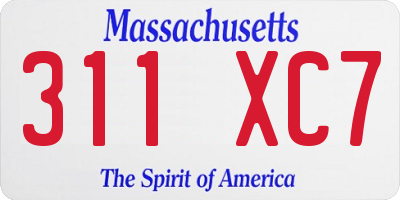 MA license plate 311XC7