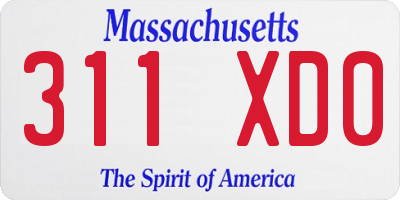 MA license plate 311XD0